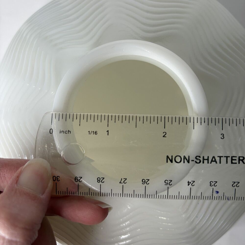 Vintage Corning Milk Glass Lamp Shade Waffle Wave Pattern Torchiere 9.75"D - Picture 9 of 9